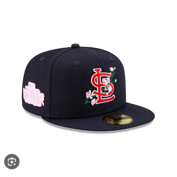 St. Louis Cardinals Side Patch Bloom Navy 59FIFTY FITTED HAT - Picture 2 of 3